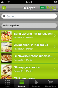 Screenshot der AOK-App Gutenfreie Rezepte